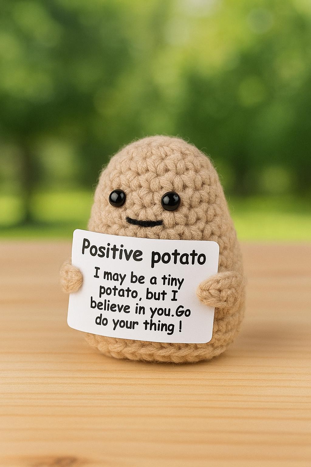 Positive Potato, Mini Handmade Plush Wool Knitting Doll