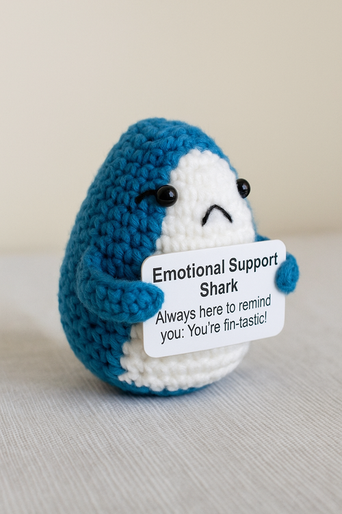 Crochet Emotional Support Shark Plush – Handmade Comfort Gift