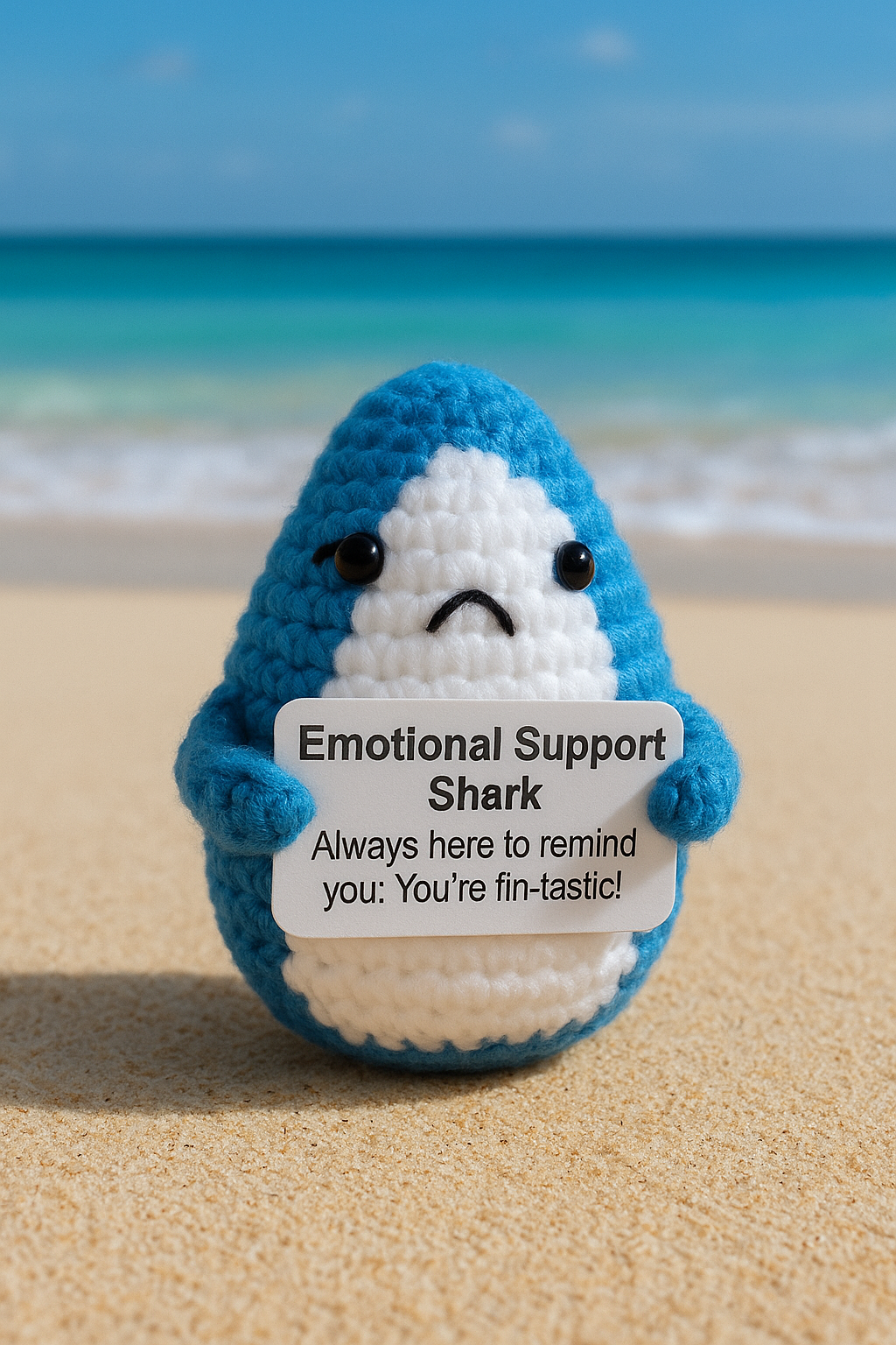 Crochet Emotional Support Shark Plush – Handmade Comfort Gift