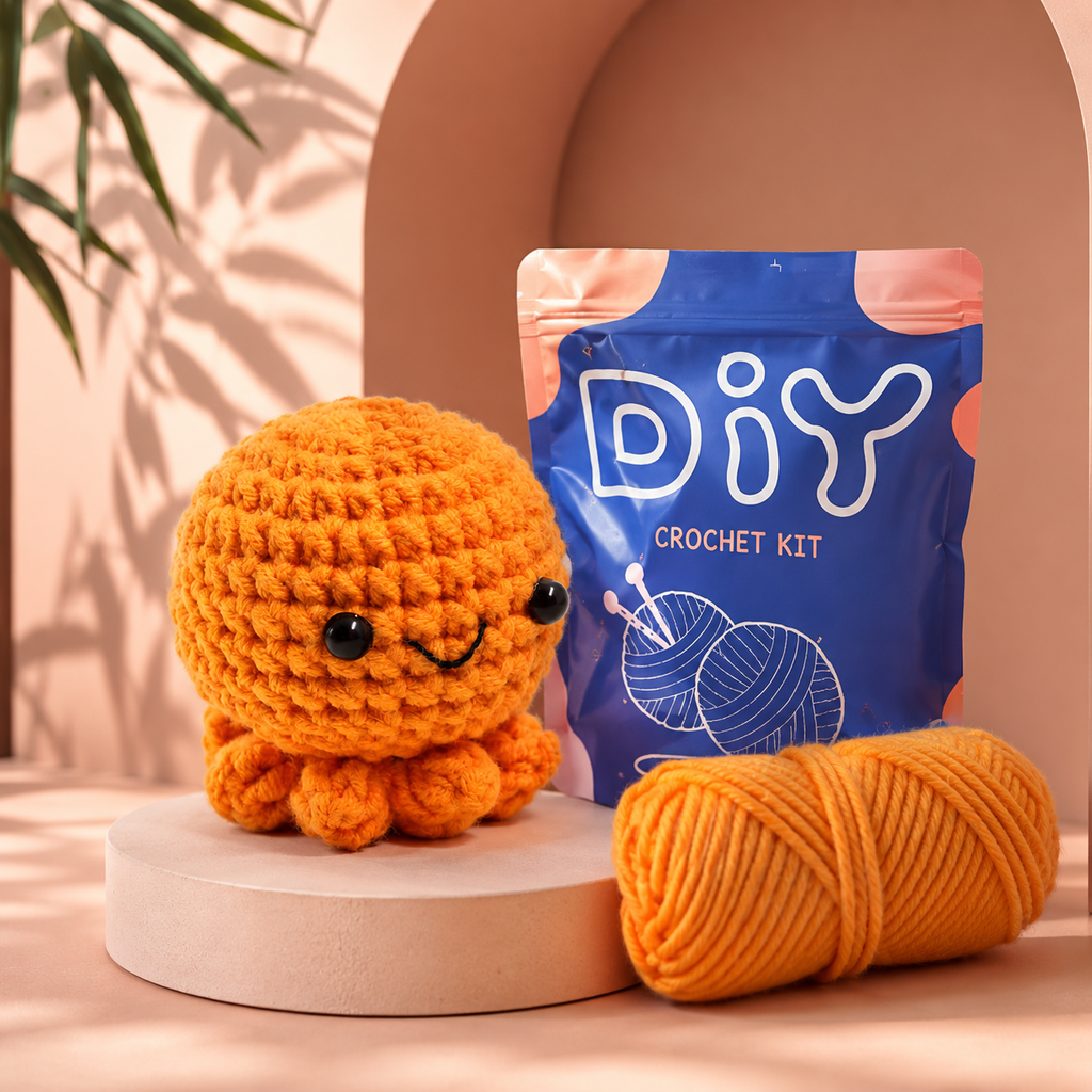 DIY Crochet Octopus Kit for Beginners – Cute Handmade Plush Craft Set