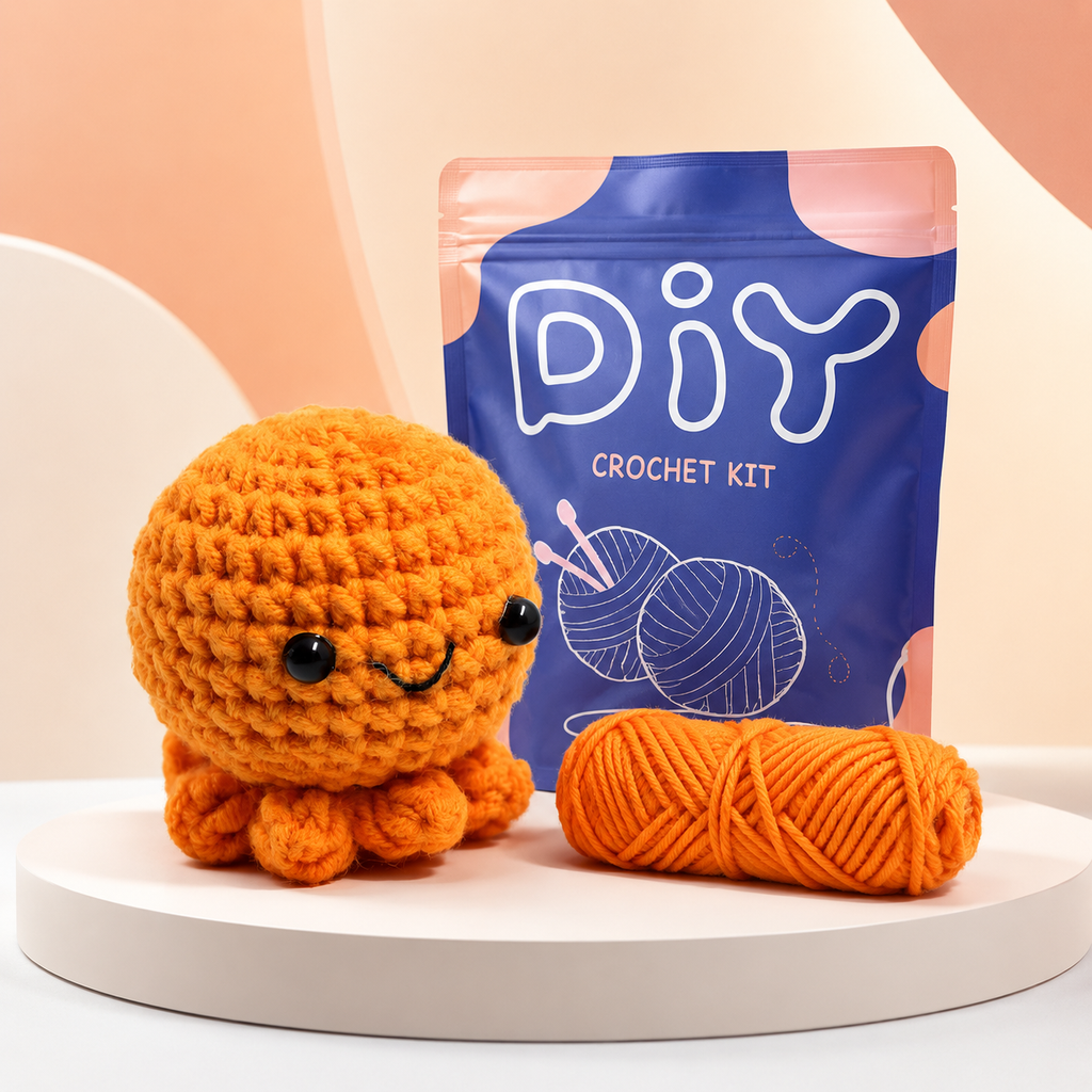DIY Crochet Octopus Kit for Beginners – Cute Handmade Plush Craft Set