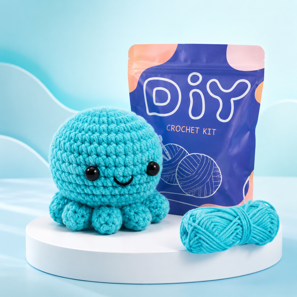 DIY Crochet Octopus Kit for Beginners – Cute Handmade Plush Craft Set
