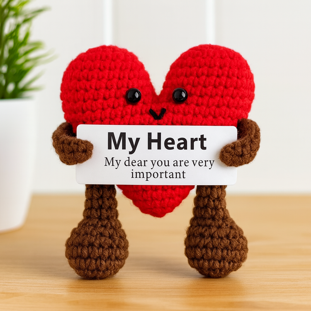 Amigurumi Heart with Message Card Desk Decoration