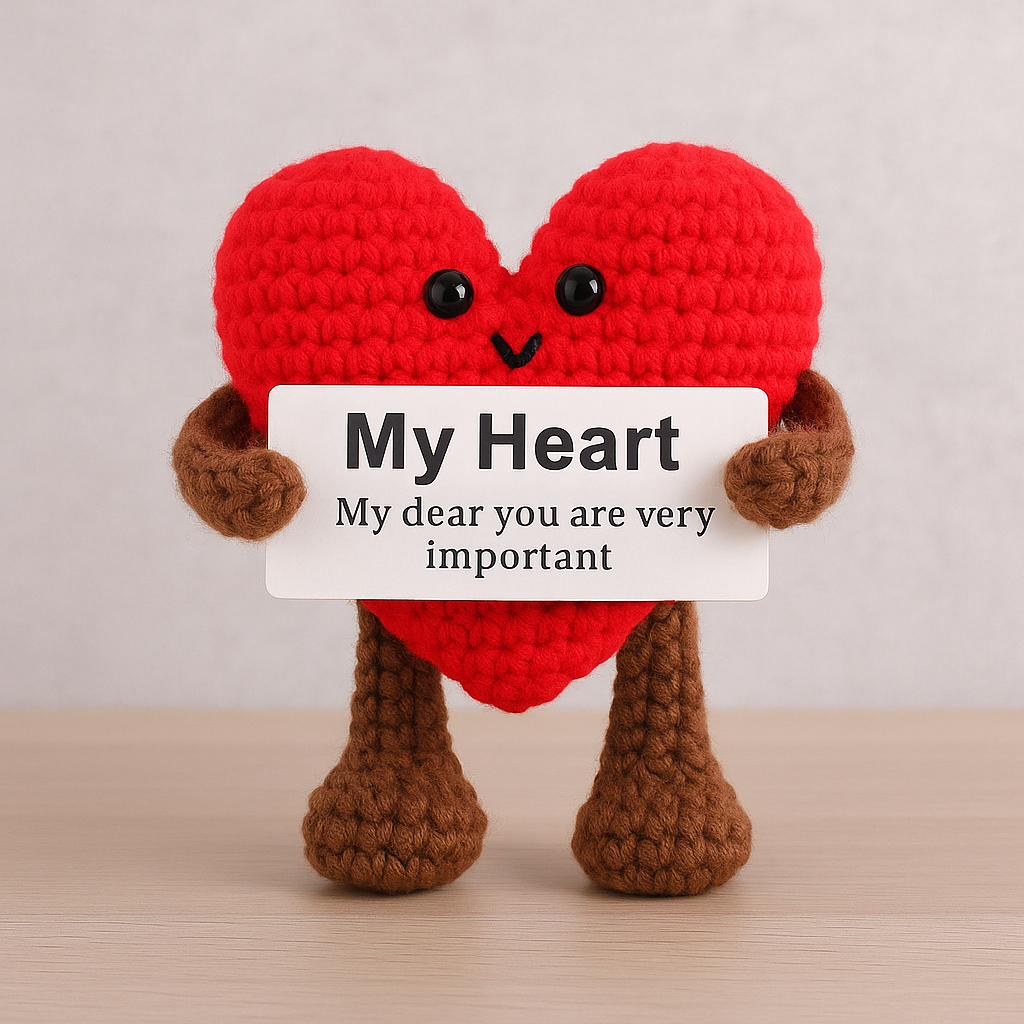 Amigurumi Heart with Message Card Desk Decoration