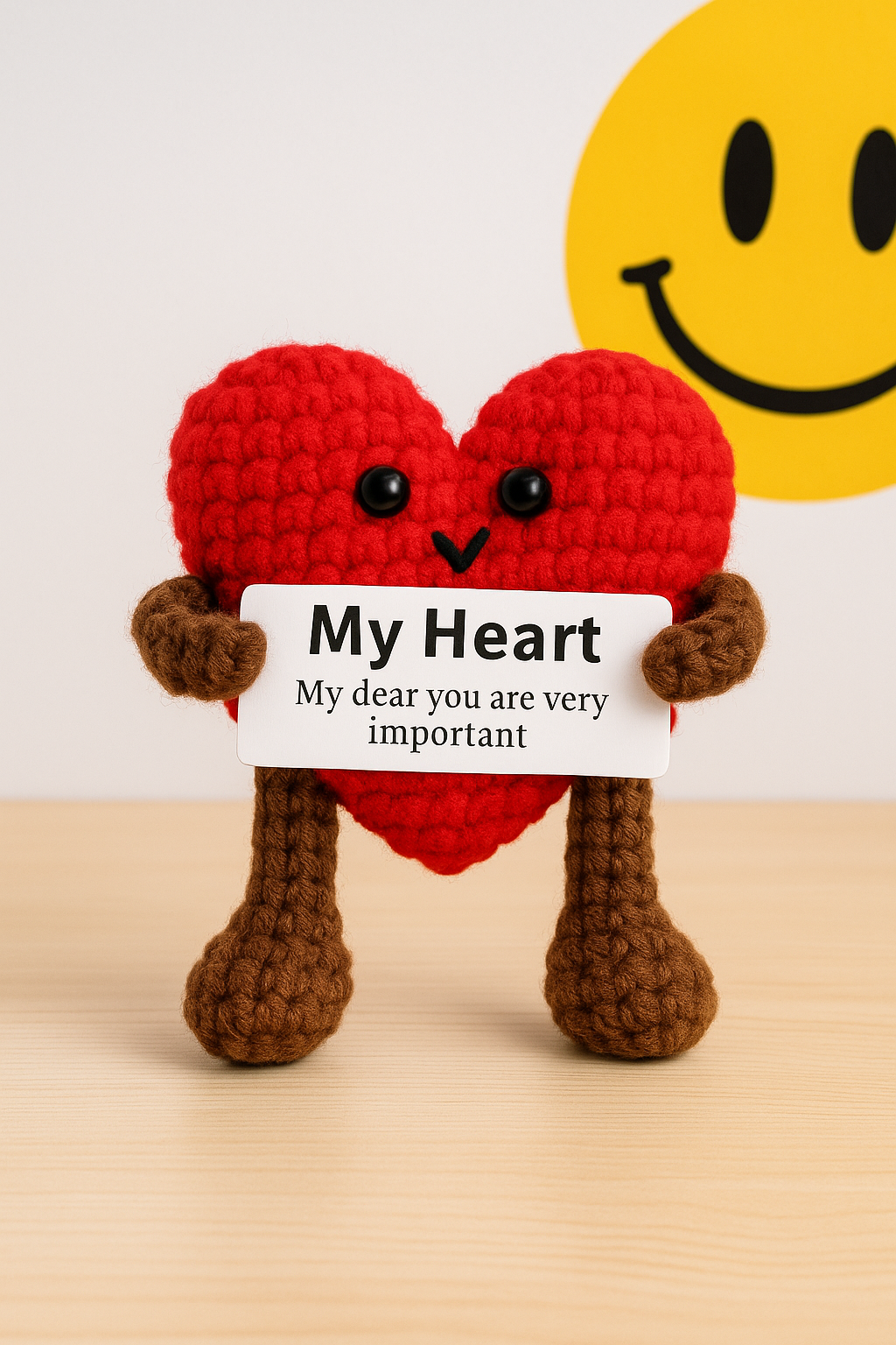 Amigurumi Heart with Message Card Desk Decoration