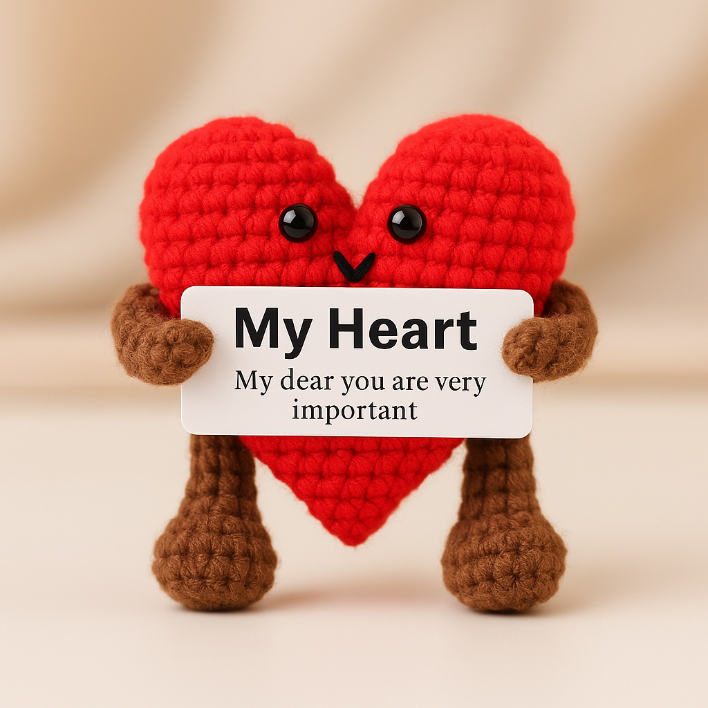 Amigurumi Heart with Message Card Desk Decoration