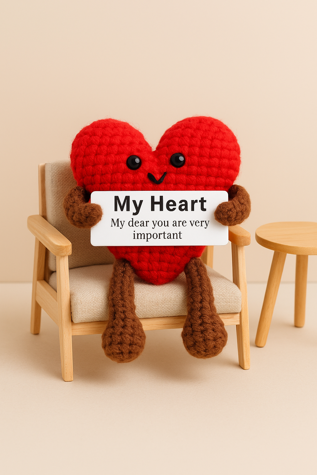Amigurumi Heart with Message Card Desk Decoration