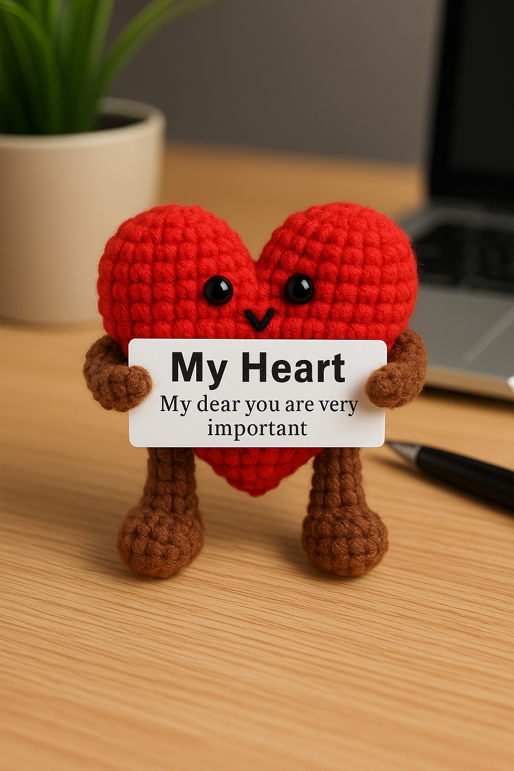 Amigurumi Heart with Message Card Desk Decoration