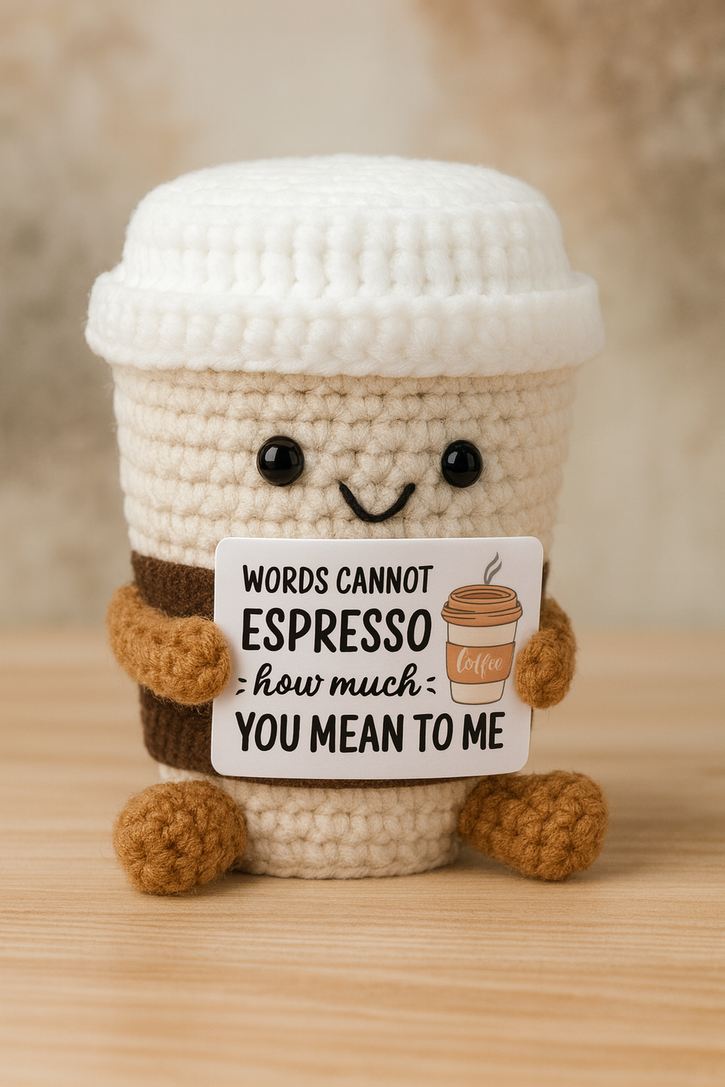 Crochet Coffee Cup with Message Card Gift
