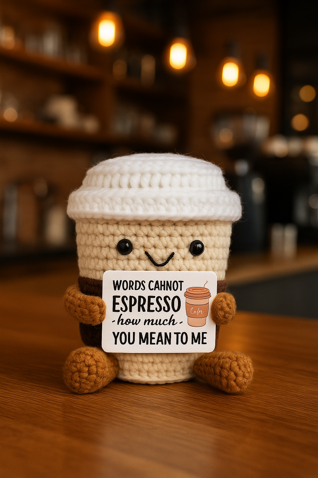 Crochet Coffee Cup with Message Card Gift