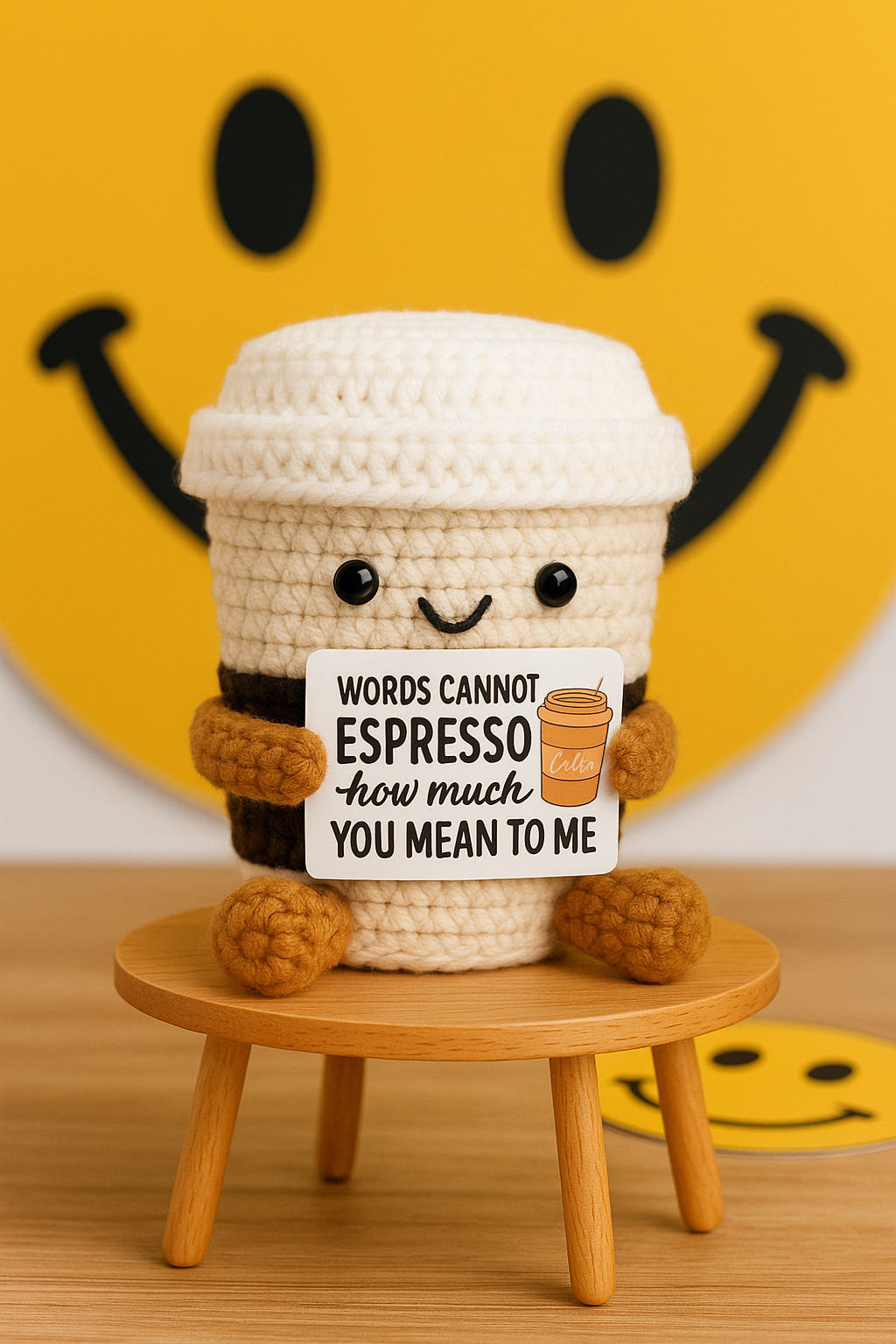 Crochet Coffee Cup with Message Card Gift