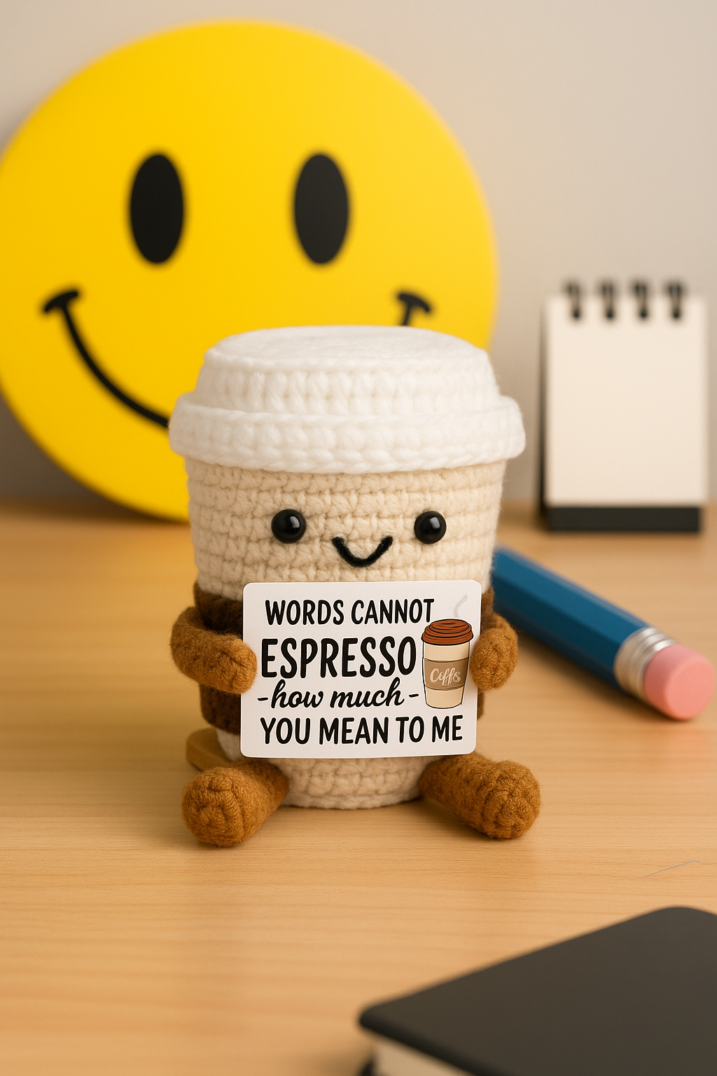 Crochet Coffee Cup with Message Card Gift