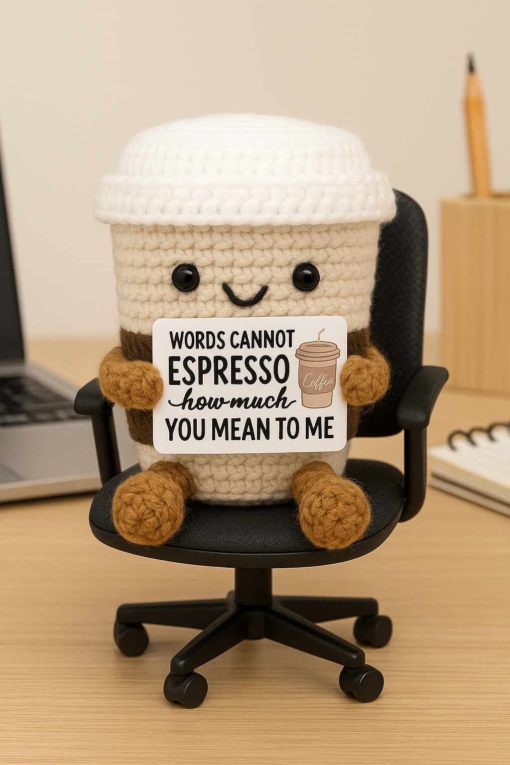 Crochet Coffee Cup with Message Card Gift