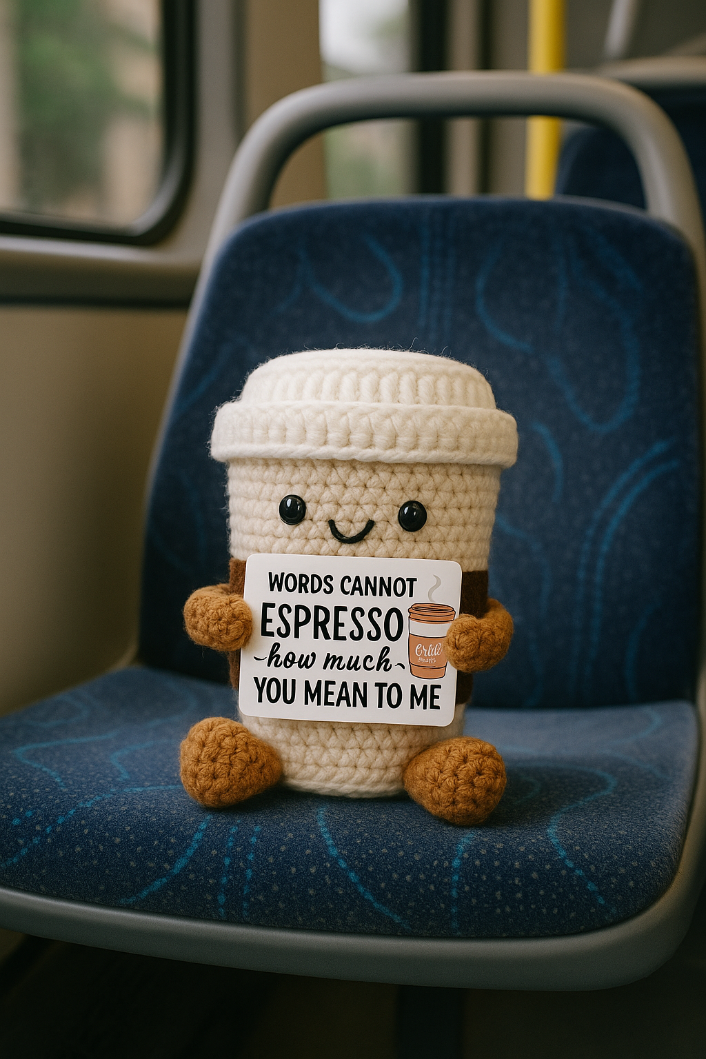 Crochet Coffee Cup with Message Card Gift