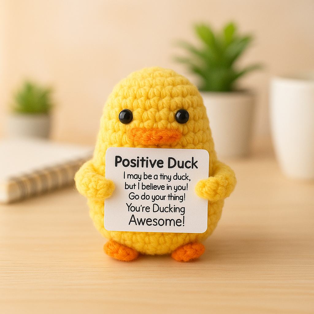 Crochet Positive Duck: Kawaii Amigurumi Desk Buddy - Encouragement Gift