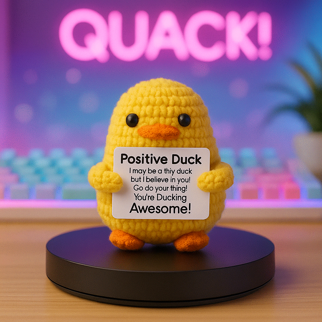 Crochet Positive Duck: Kawaii Amigurumi Desk Buddy - Encouragement Gift