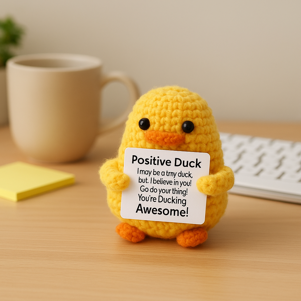 Crochet Positive Duck: Kawaii Amigurumi Desk Buddy - Encouragement Gift
