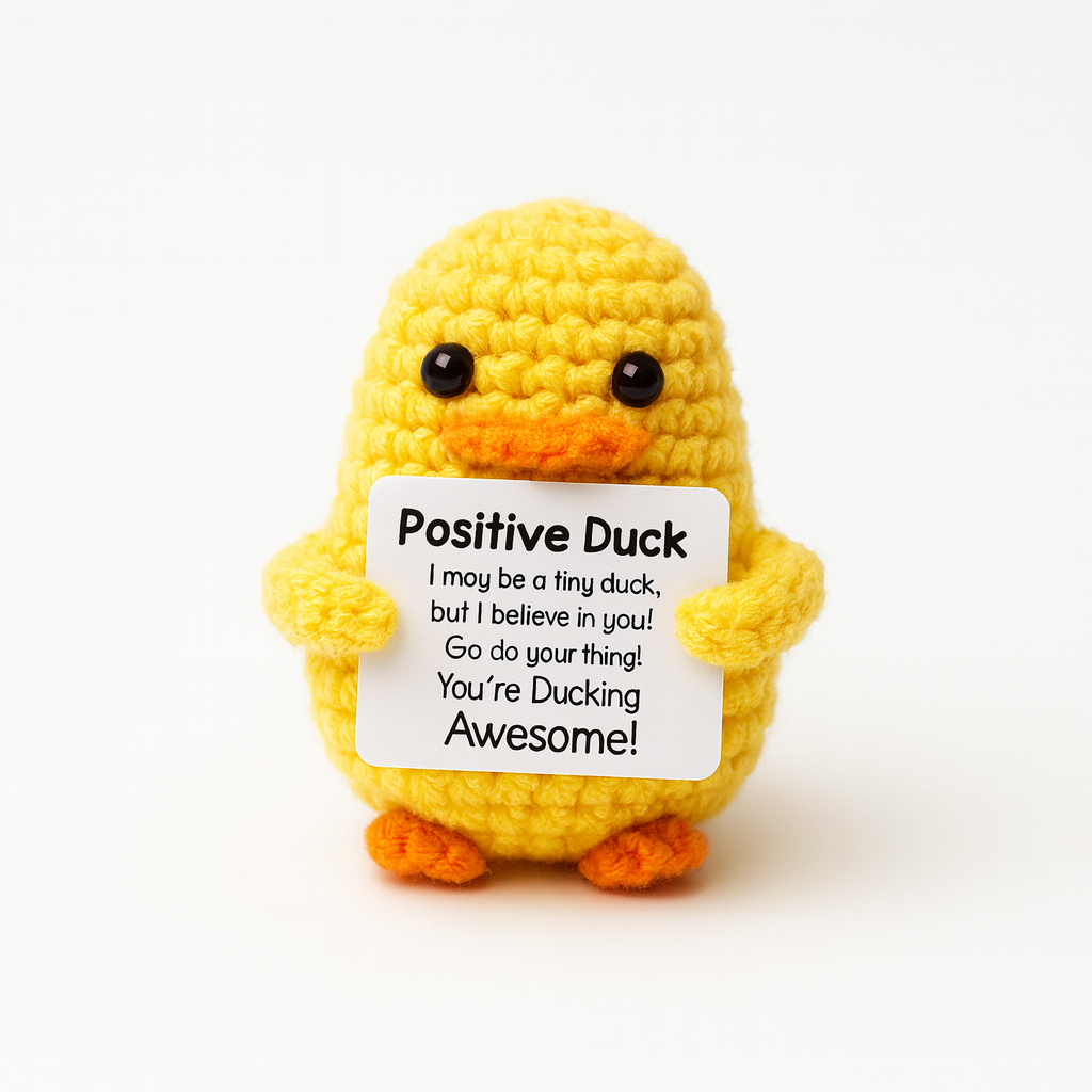 Crochet Positive Duck: Kawaii Amigurumi Desk Buddy - Encouragement Gift
