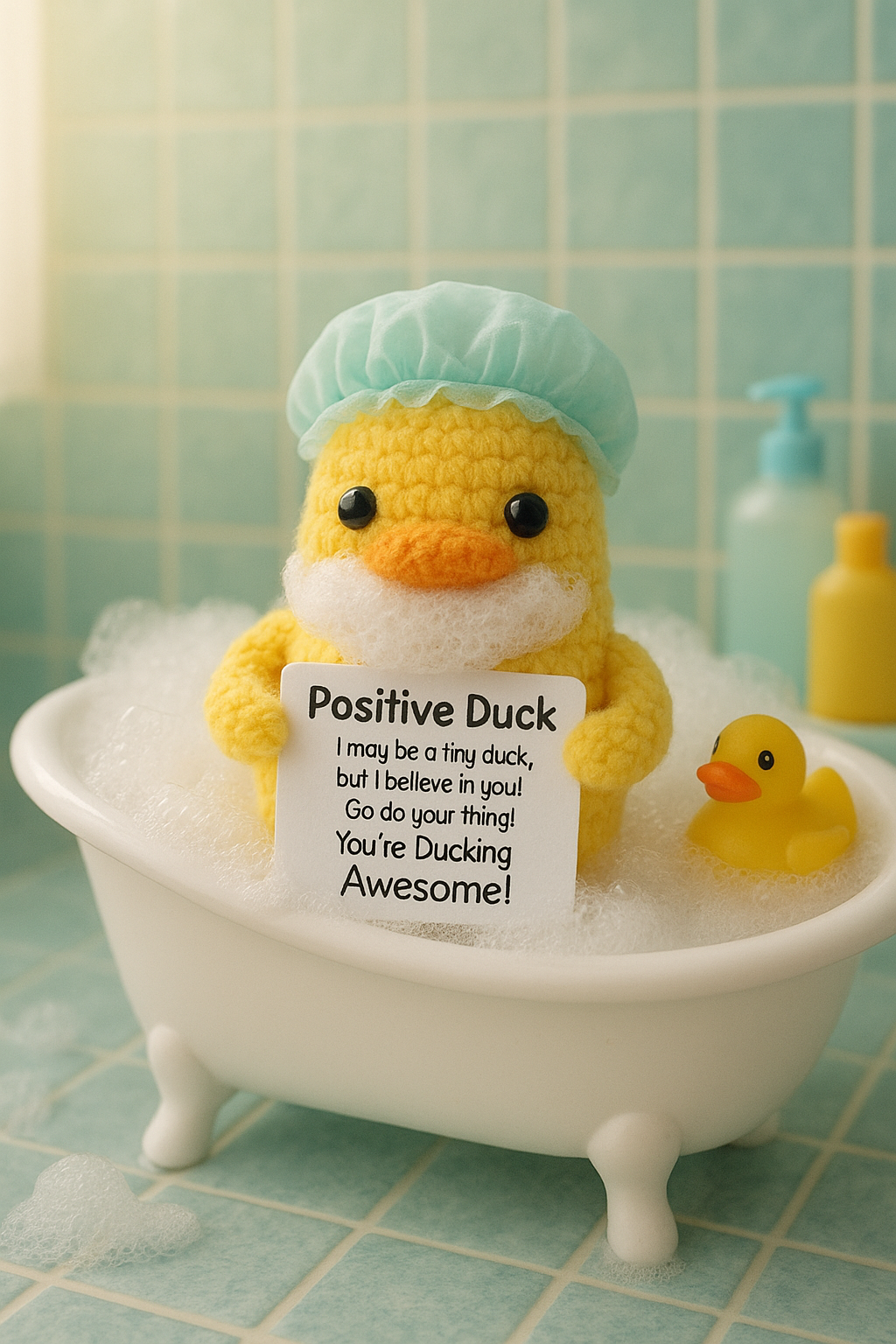 Crochet Positive Duck: Kawaii Amigurumi Desk Buddy - Encouragement Gift