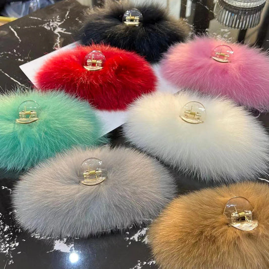 Genuine Fox Fur Hair Clips