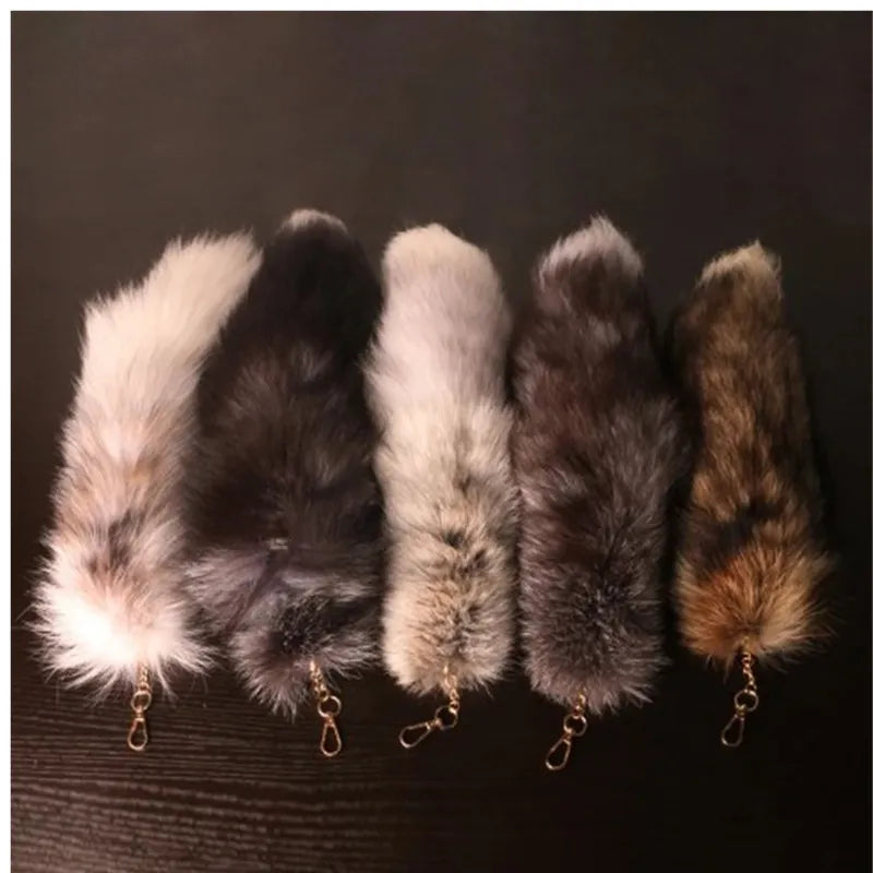 Premium Faux Wolf Fur Tail Keychain Tassel Bag Charm