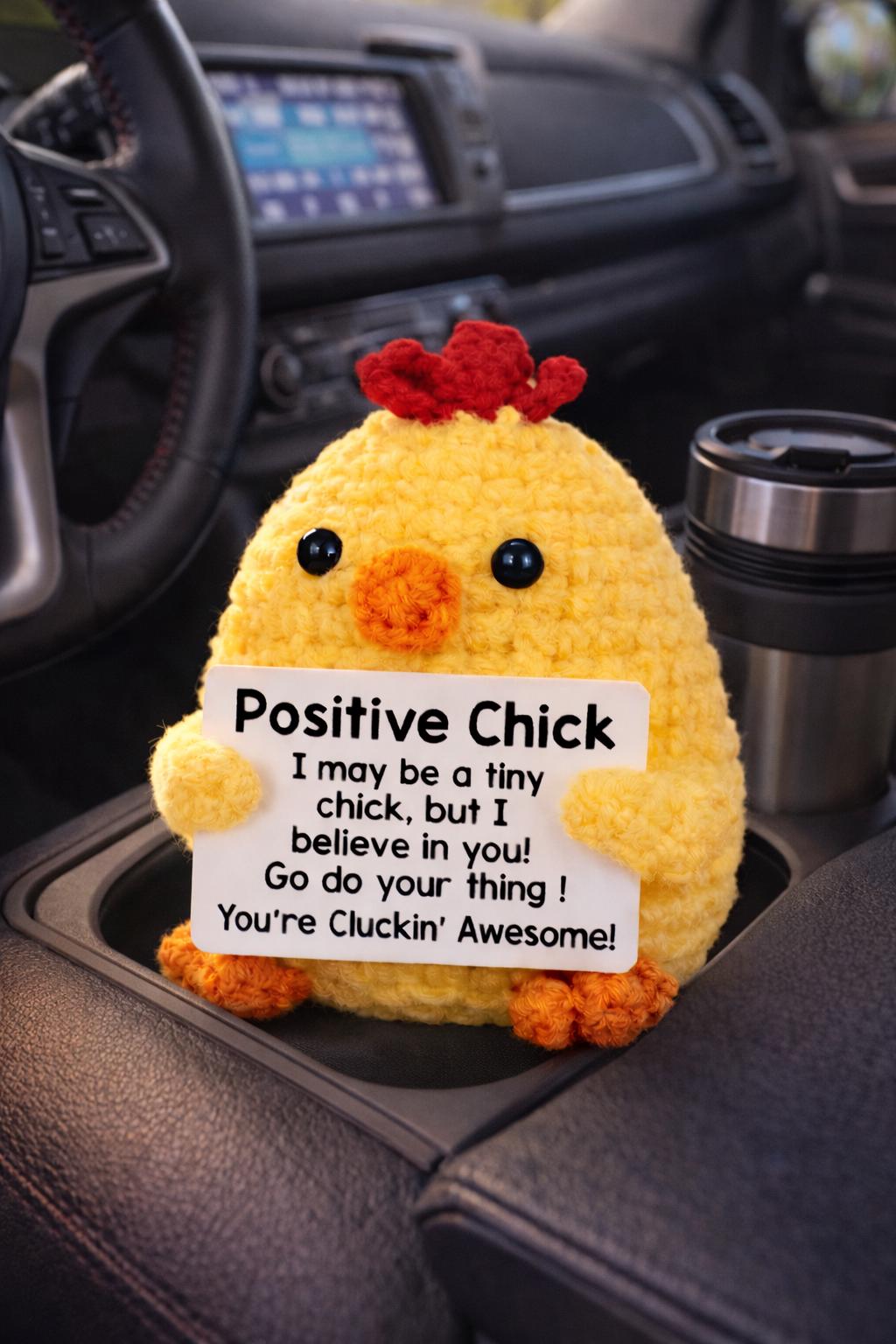 Positive Chick Crochet Motivational Plush | “Youre Cluckin Awesome!