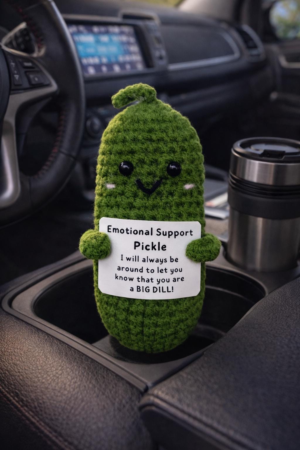 Emotional Support Pickle Crochet Plush | Funny Encouragement Gift