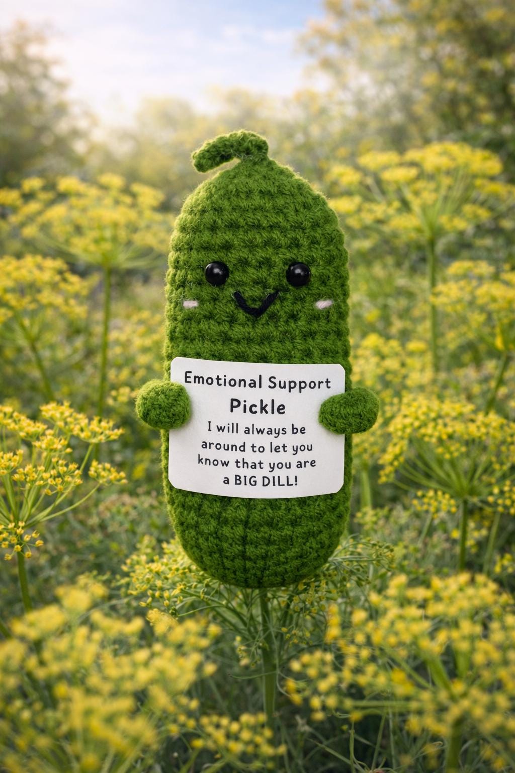 Emotional Support Pickle Crochet Plush | Funny Encouragement Gift