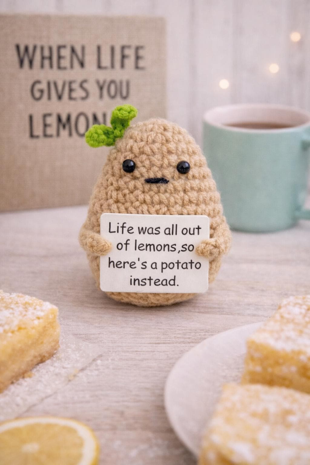 Funny Crochet Potato Plush  “Life Was All Out of Lemons Gift