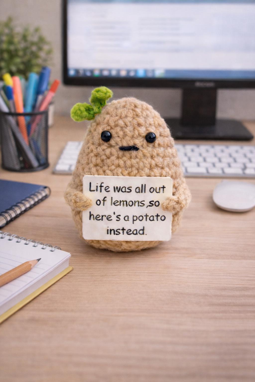 Funny Crochet Potato Plush  “Life Was All Out of Lemons Gift