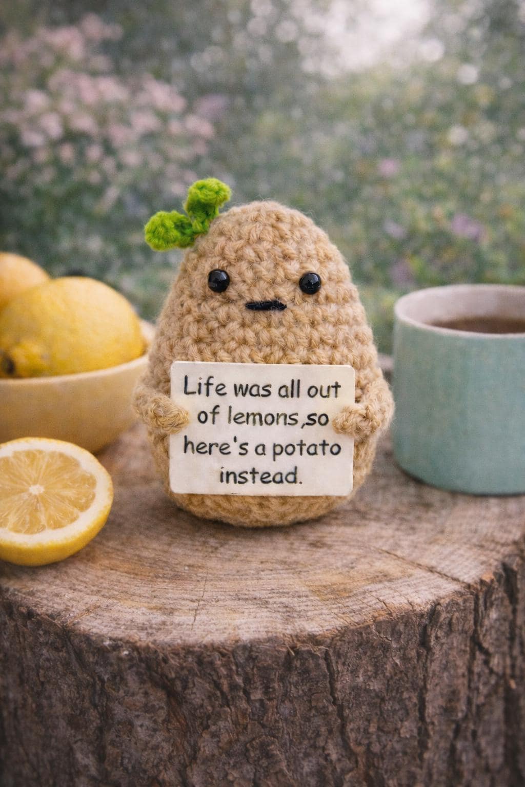 Funny Crochet Potato Plush  “Life Was All Out of Lemons Gift