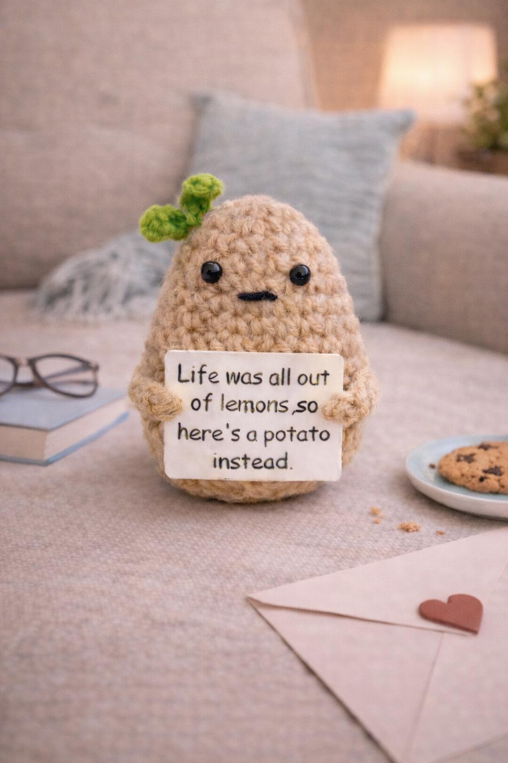 Funny Crochet Potato Plush  “Life Was All Out of Lemons Gift