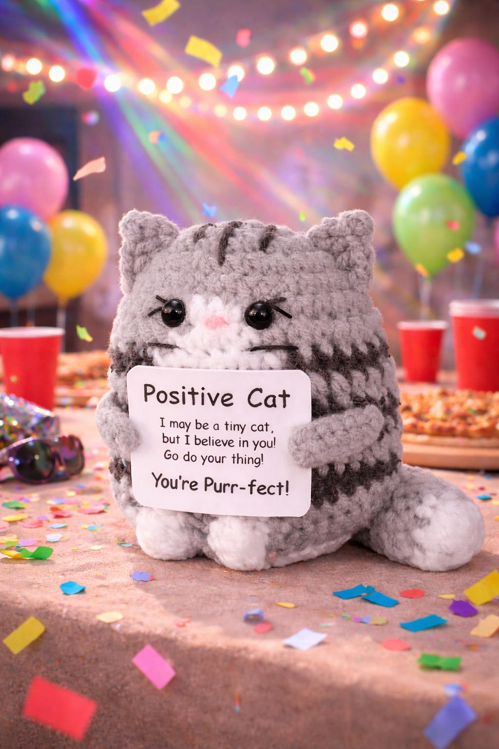 Positive Cat Crochet Motivational Plush You’re Purr‑fect Gift