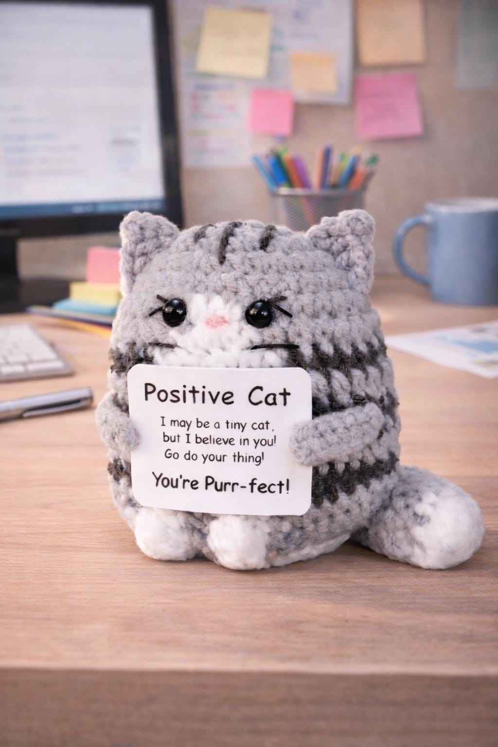Positive Cat Crochet Motivational Plush You’re Purr‑fect Gift