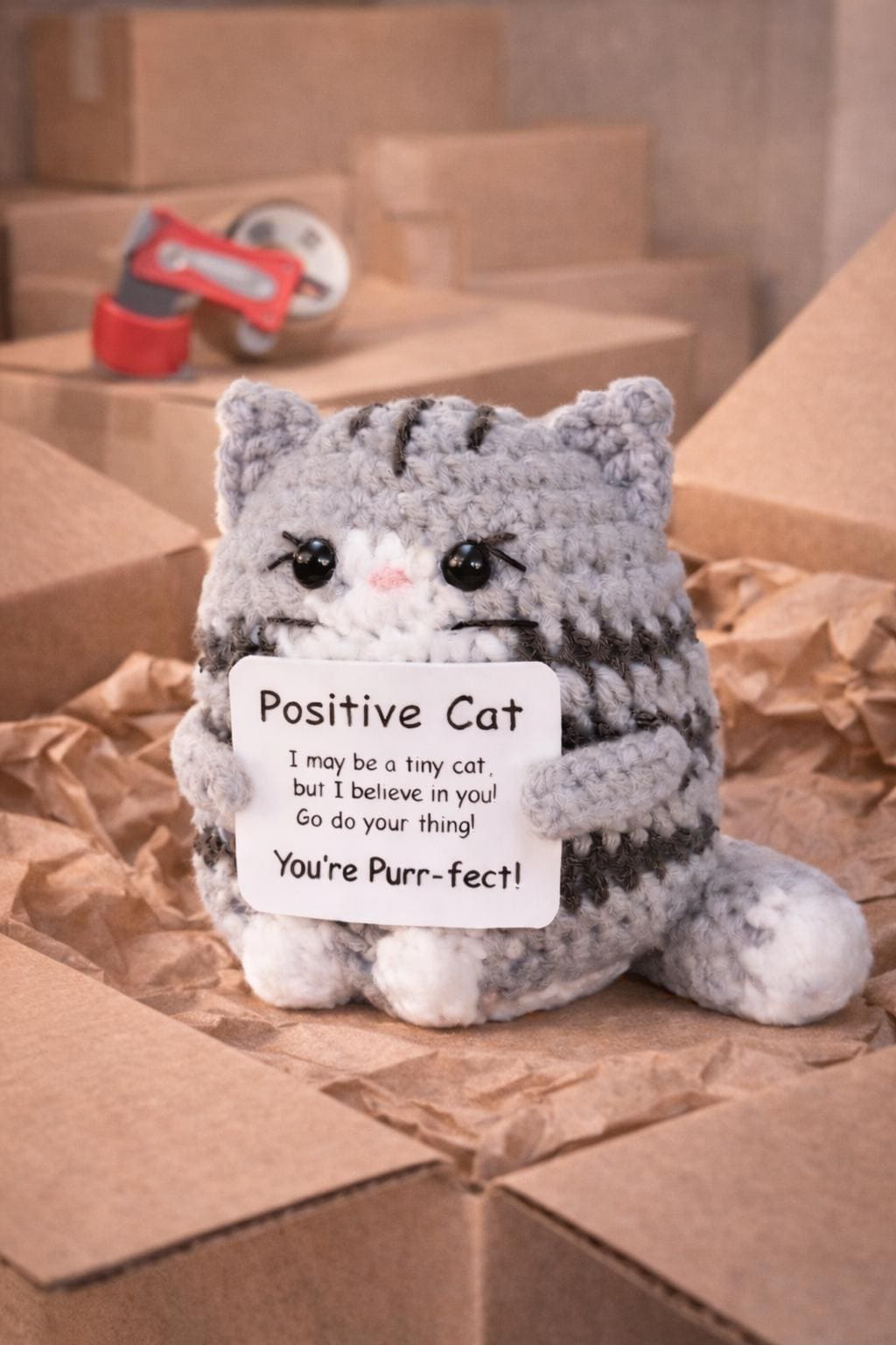 Positive Cat Crochet Motivational Plush You’re Purr‑fect Gift
