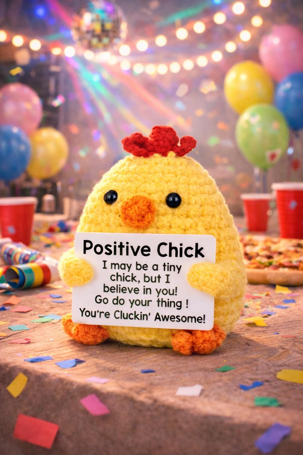 Positive Chick Crochet Motivational Plush | “Youre Cluckin Awesome!