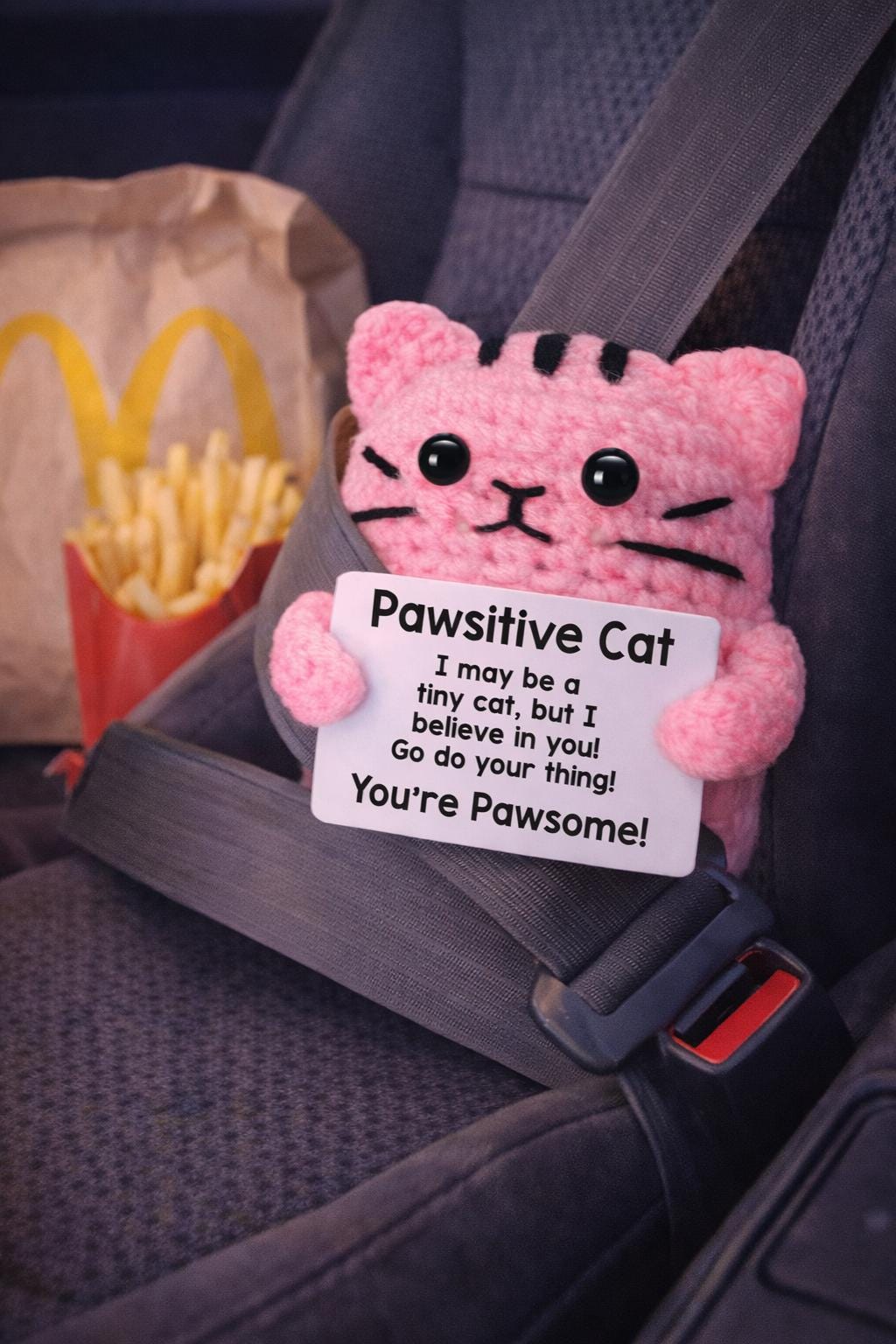 Pawsitive Cat Crochet Motivational Plush | “Youre Pawsome! Gift