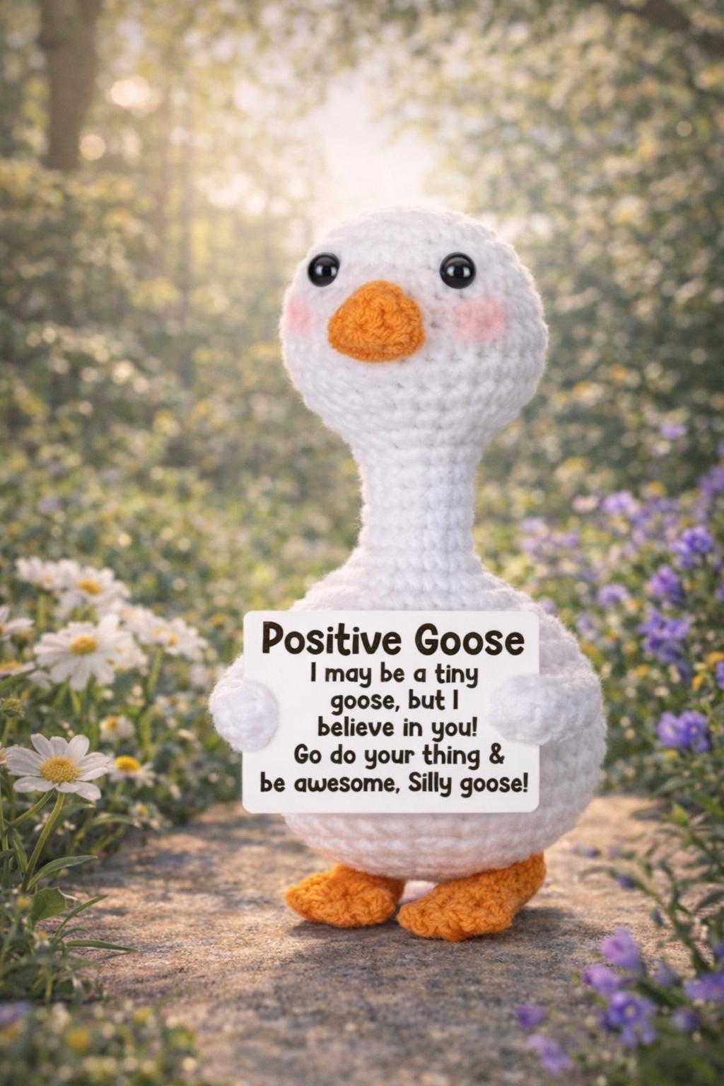 Positive Goose Crochet Motivational Plush | “Silly Goose Encouragement Gift