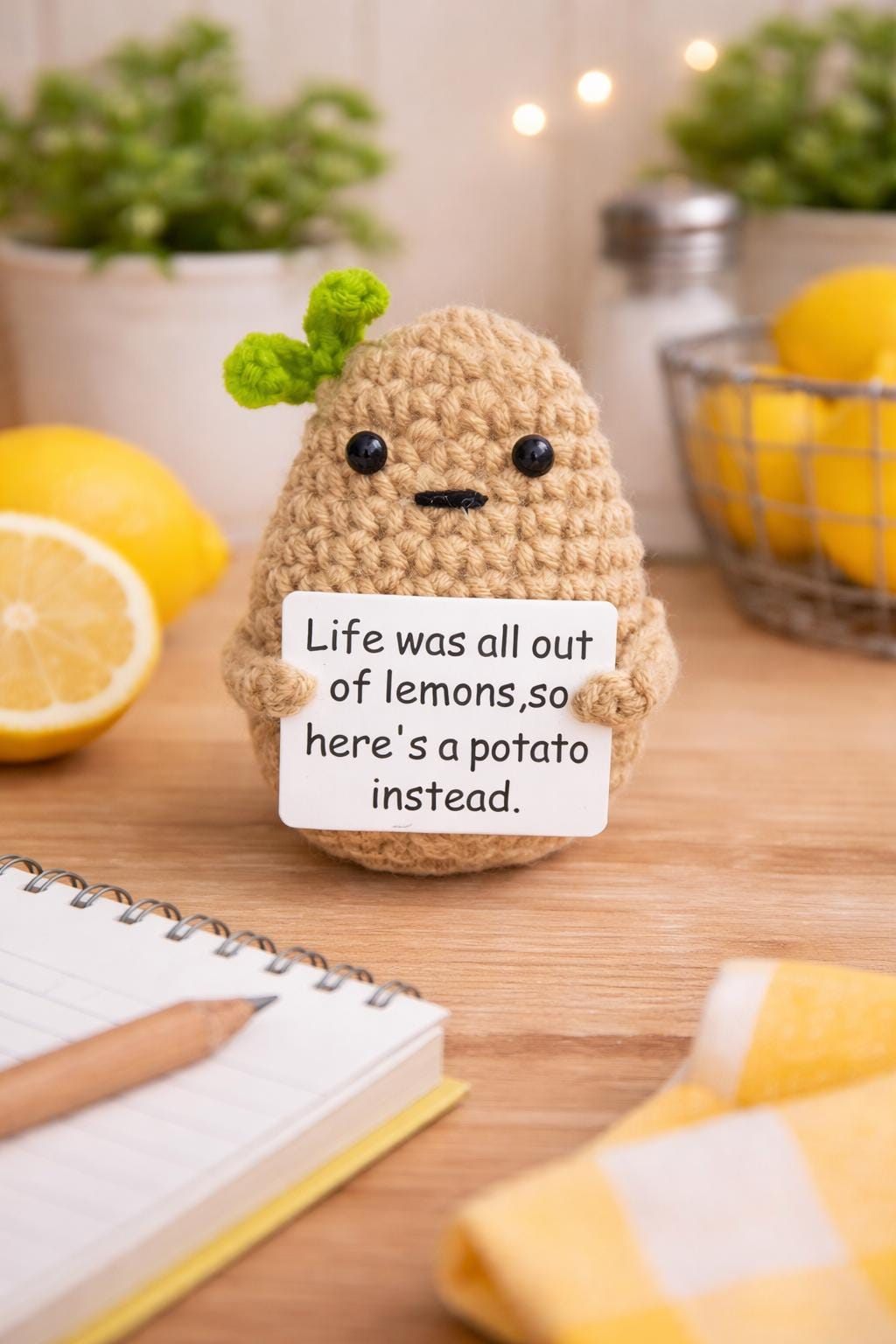 Funny Crochet Potato Plush  “Life Was All Out of Lemons Gift