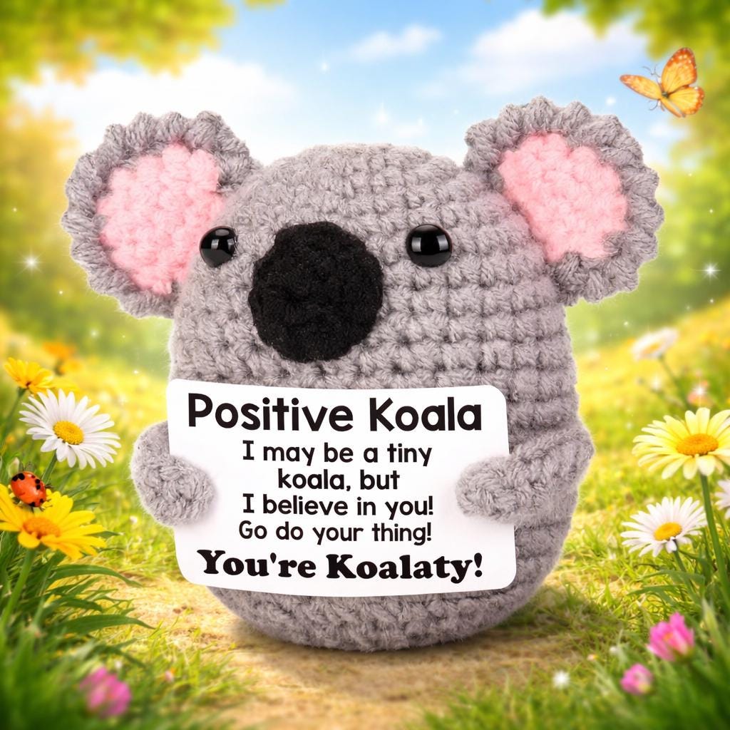 Positive Koala Crochet Plush with Encouragement Card Gift