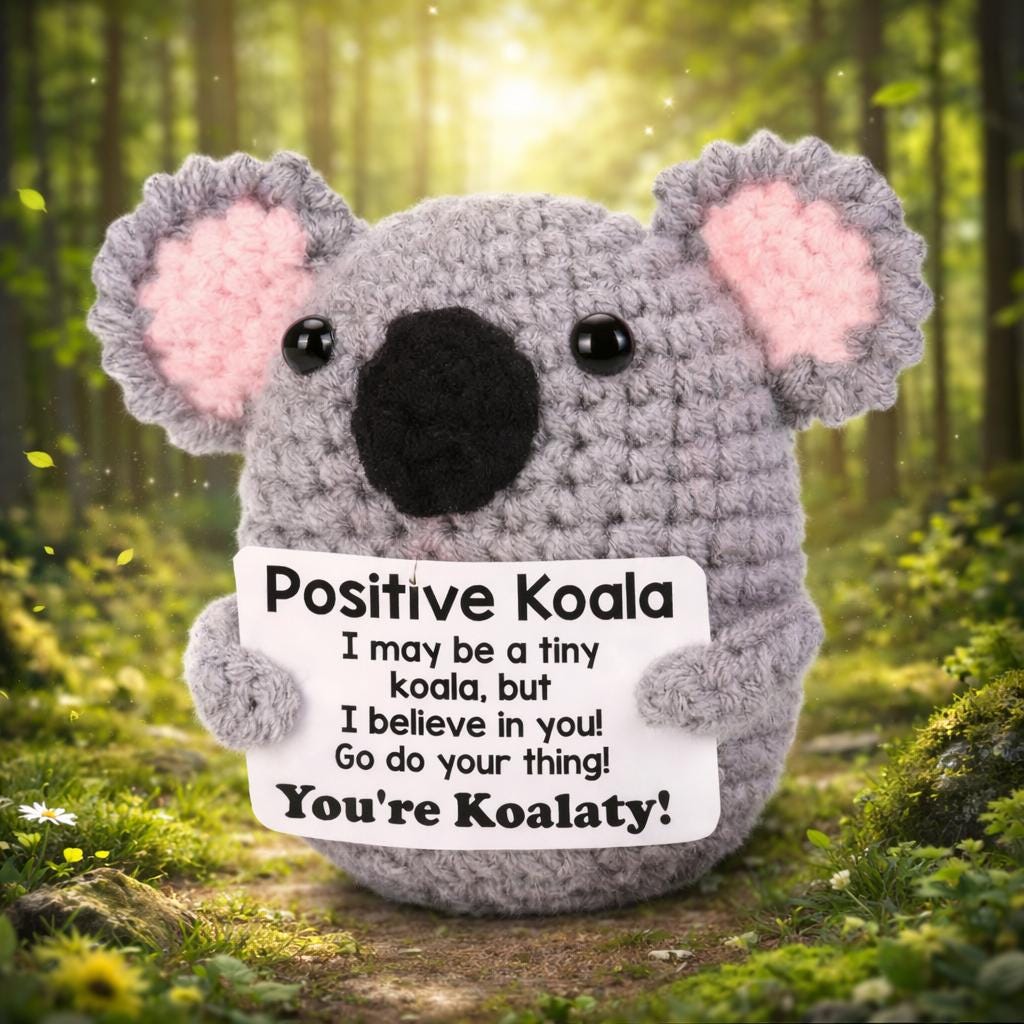 Positive Koala Crochet Plush with Encouragement Card Gift