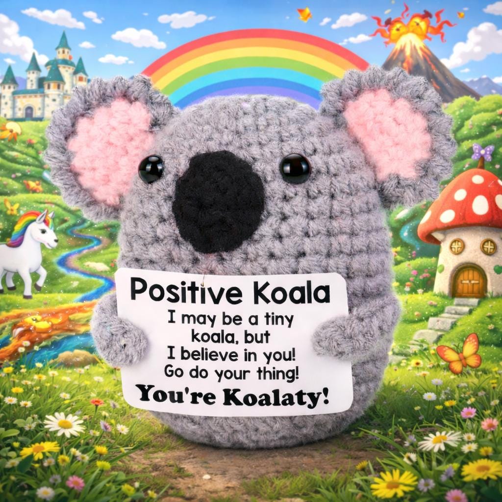 Positive Koala Crochet Plush with Encouragement Card Gift