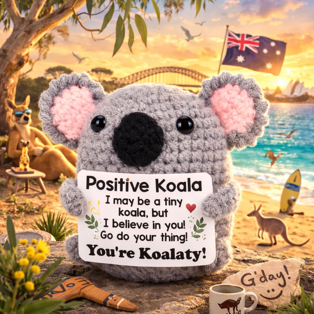 Positive Koala Crochet Plush with Encouragement Card Gift