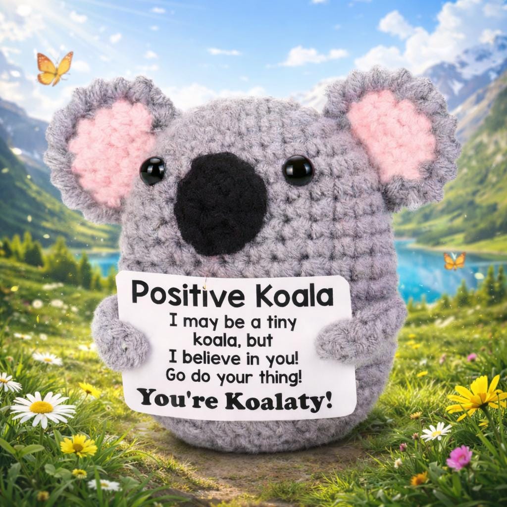 Positive Koala Crochet Plush with Encouragement Card Gift