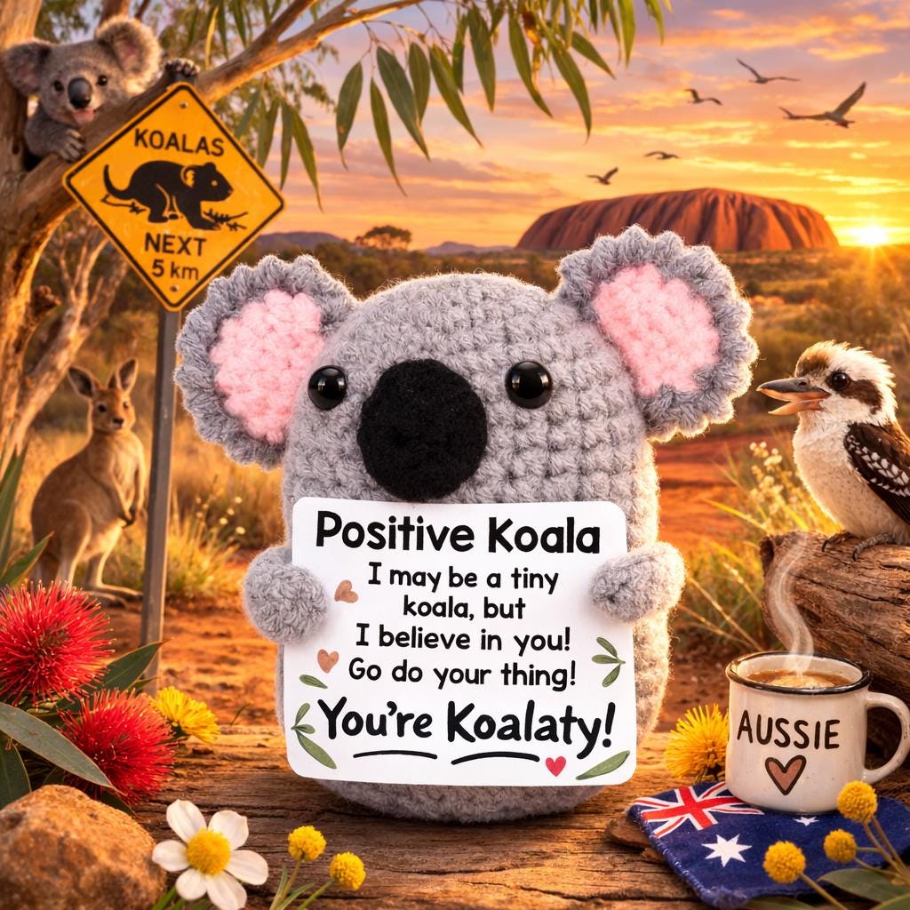 Positive Koala Crochet Plush with Encouragement Card Gift