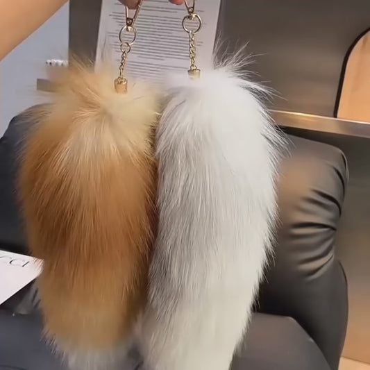 Premium Fox Fur Tail Keychain Tassel Bag Charm