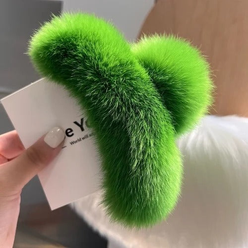 Hair Claw Natural Rex Rabbit Fur – A Chic Large Hairpin